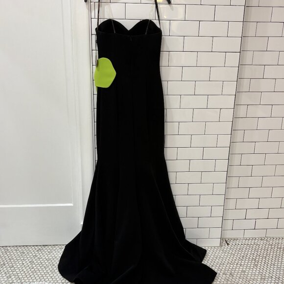 MNM Couture Strapless Mermaid Gown in Black with Green Flower - Picture 4 of 6